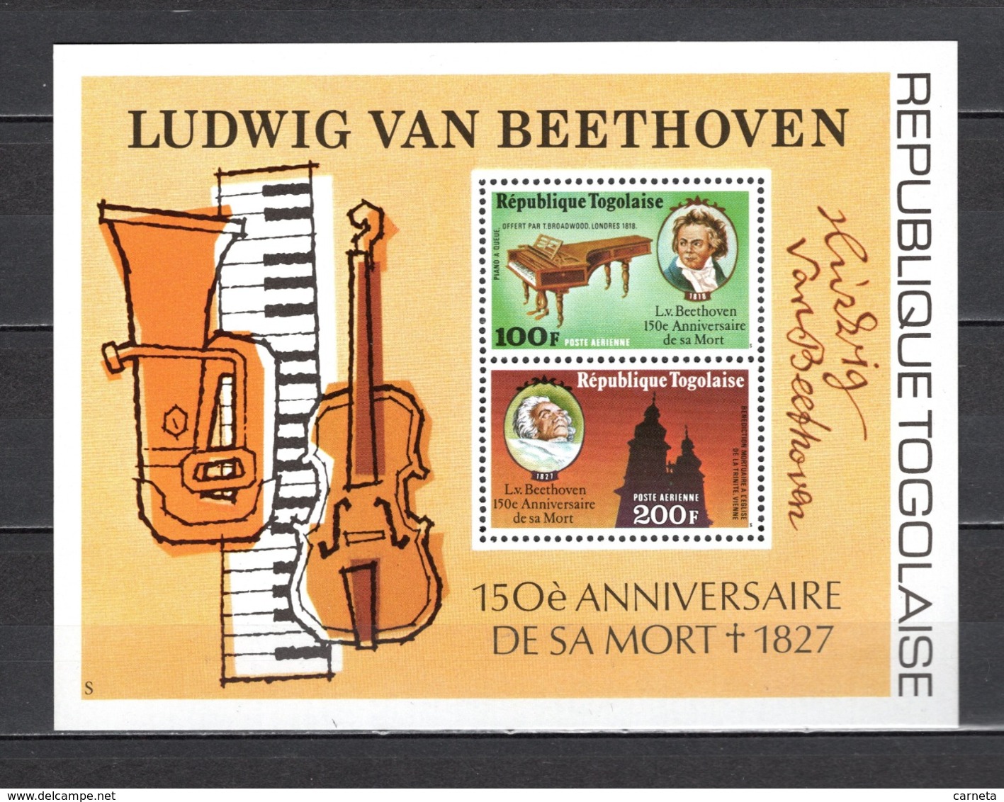 TOGO BLOC N° 103  NEUF SANS CHARNIERE COTE  5.00€   BEETHOVEN MUSIQUE - Togo (1960-...)