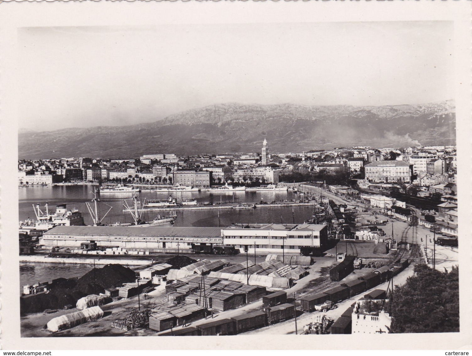 CROATIE,ex Yougoslavie,ex Yugoslavia,split,CARTE PHOTO AERIENNE,RARE,PORT - Croatie