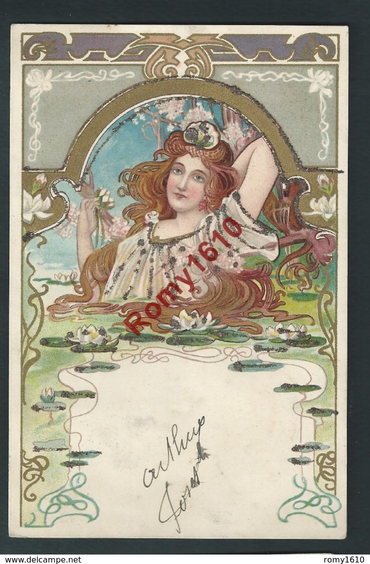 Magnifique Série De 4 Lithographies  Art Nouveau. Envoyées à La Même Personne En 1901. Voir  Les 8 Scans. - 1900-1949