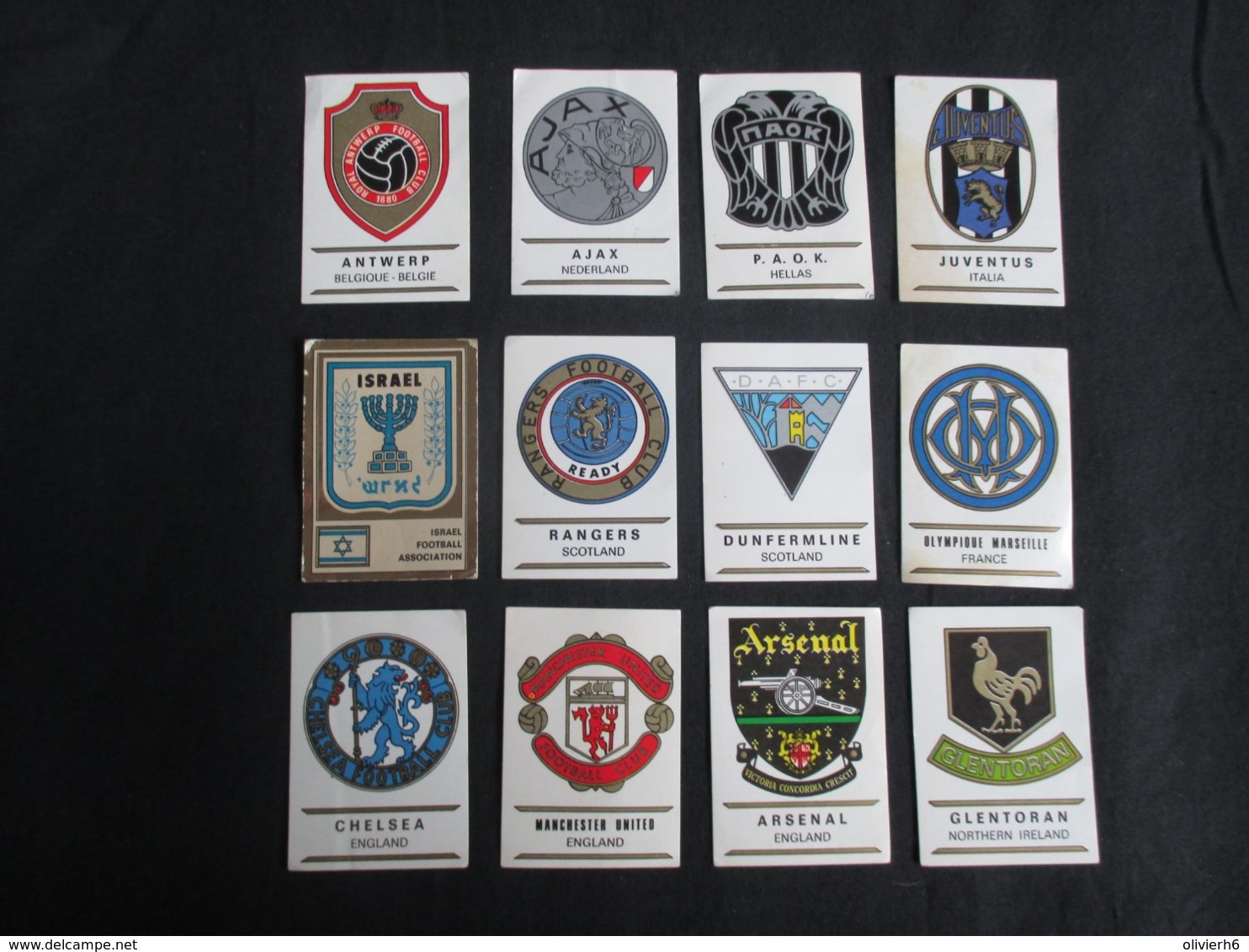 LOT 12 FIGURINES VIGNETTES PANINI (M1914) FOOTBALL CLUBS (2 Vues) Arsenal, Ajax, Juventus, Chelsea, ... - Trading Cards