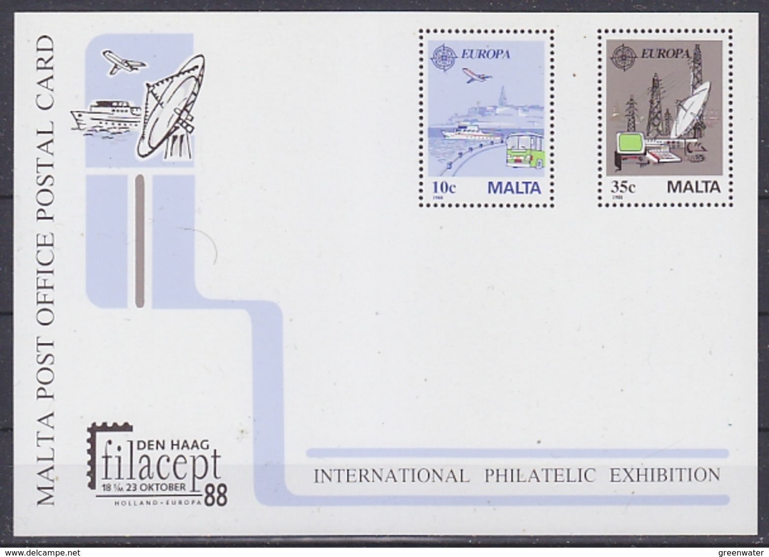 Europa Cept 1988 Malta Filacept Postal Stationery Unused (44825 ) - 1988