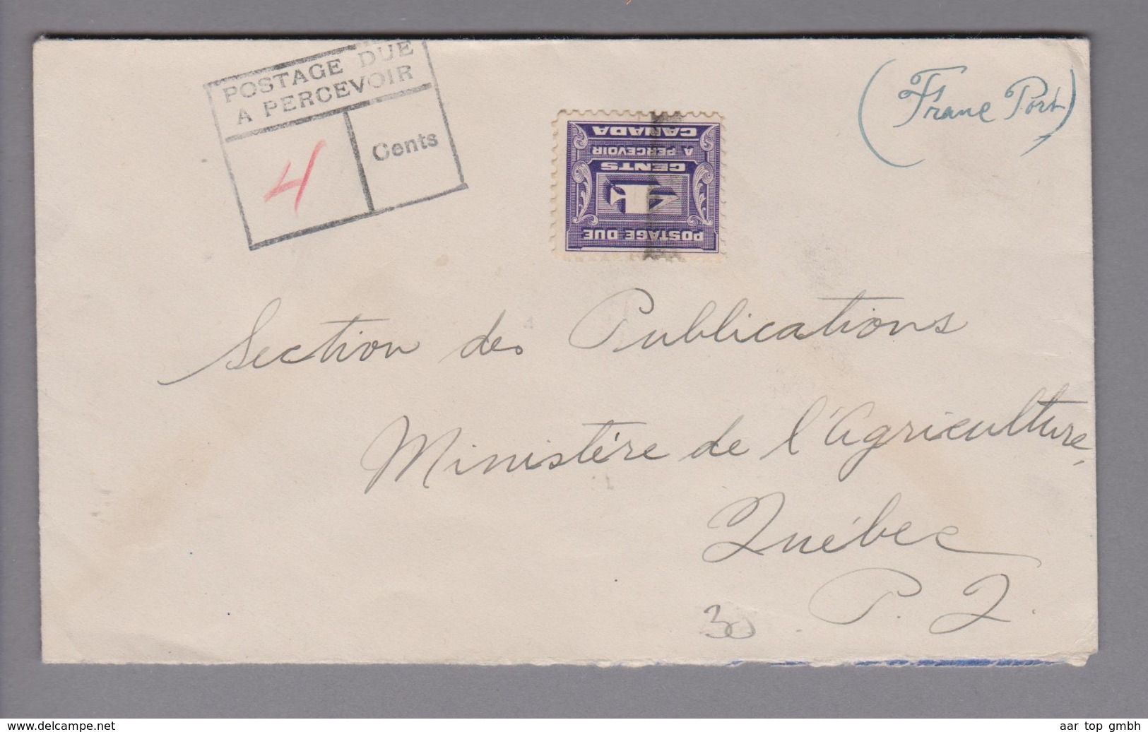 Kanada Tax. Brief 4 Cents Mit Portomarke - Postage Due