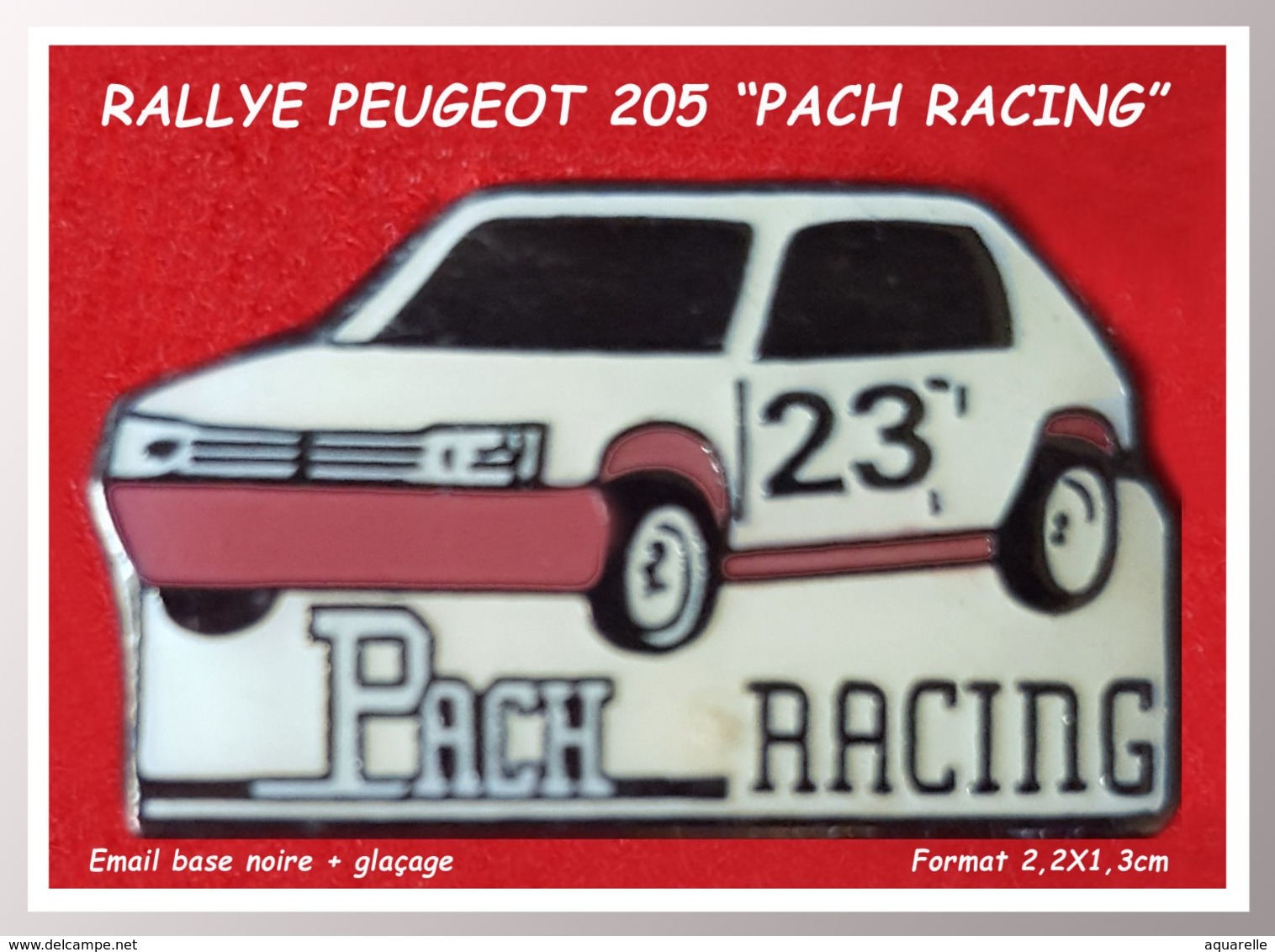 SUPER PIN'S RALLYE PEUGEOT : PACH RACING N° 23 En émail Base Noire + Glaçage, Format 2,2X1,3cm - Peugeot