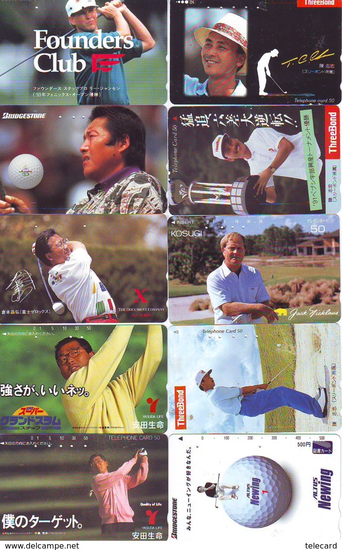 10 Télécartes - Prepaid Différentes  JAPON * SPORT * GOLF (LOT A-19) JAPAN 10 DIFFERENT PHONECARDS * 10 VERSCHIEDENE TK - Sport