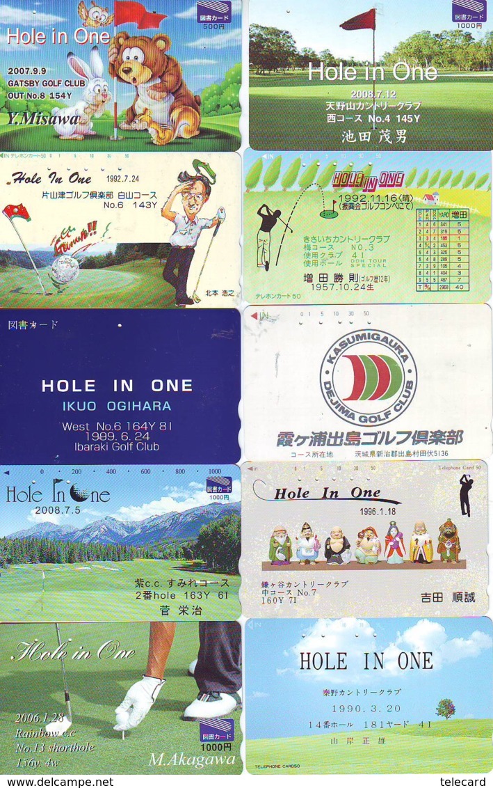 10 Télécartes - Prepaid Différentes  JAPON * SPORT * GOLF (LOT A-27) JAPAN 10 DIFFERENT PHONECARDS * 10 VERSCHIEDENE TK - Sport