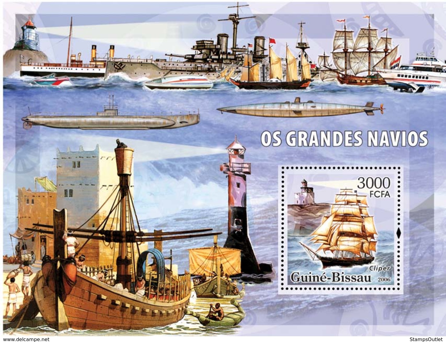 Guinea - Bissau 2006 - Sail Ships & Lighthouses S/s Y&T 310, Michel 3324/BL551 - Guinea-Bissau