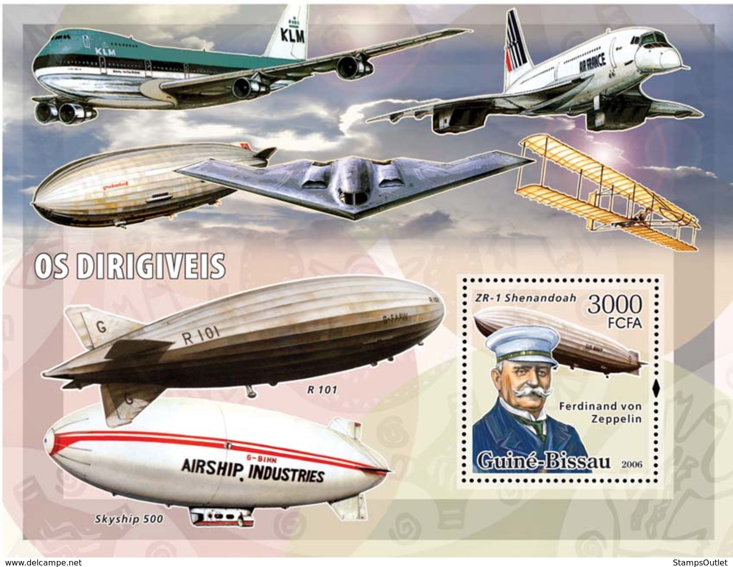 Guinea - Bissau 2006 - Dirigables (zeppelins) S/s Y&T 318, Michel 3342/BL553 - Guinea-Bissau