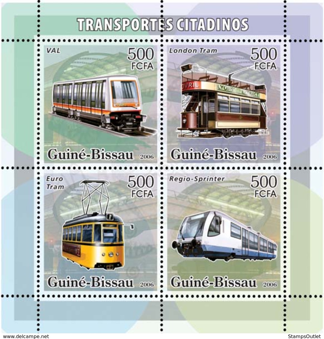 Guinea - Bissau 2006 - City Transport - Trams 4v Y&T 2210-2213, Michel 3374-3377 - Guinée-Bissau