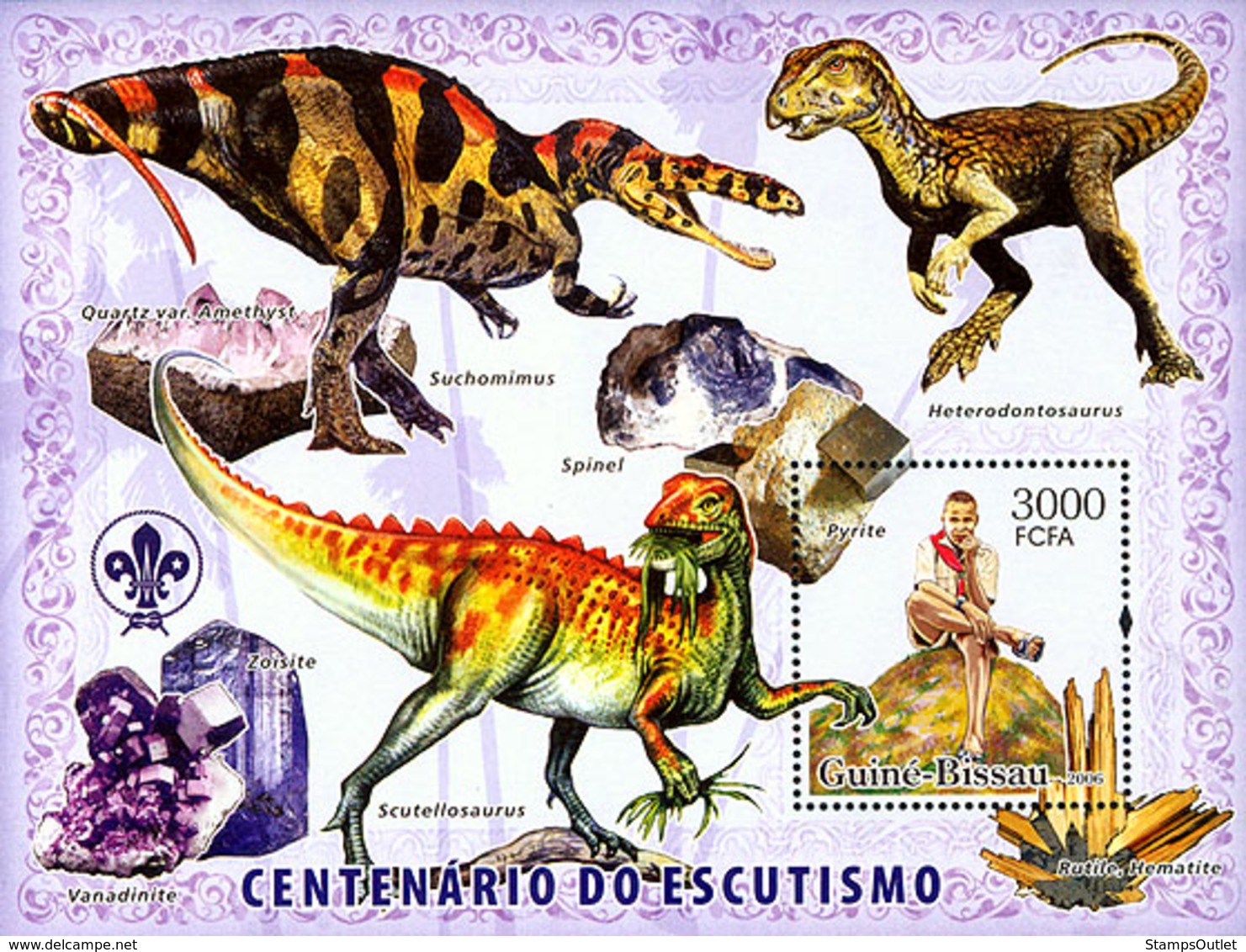 Guinea - Bissau 2006 - Centenary Scouts,dinosaurs, Minerals S/s Y&T 331, Michel 3407/BL566 - Guinea-Bissau