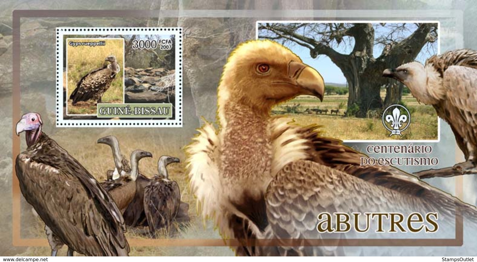 Guinea - Bissau 2007 - Birds - Griffons - Scouts Logo S/s Y&T 353, Michel 3607/BL604 - Guinée-Bissau