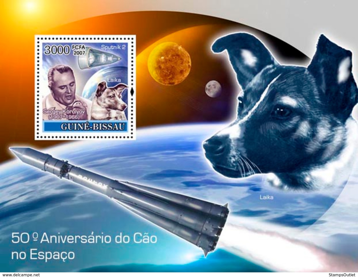 Guinea - Bissau 2007 - Dog In Space / Sputnik II S/s Y&T 377, Michel 3687/BL624 - Guinée-Bissau