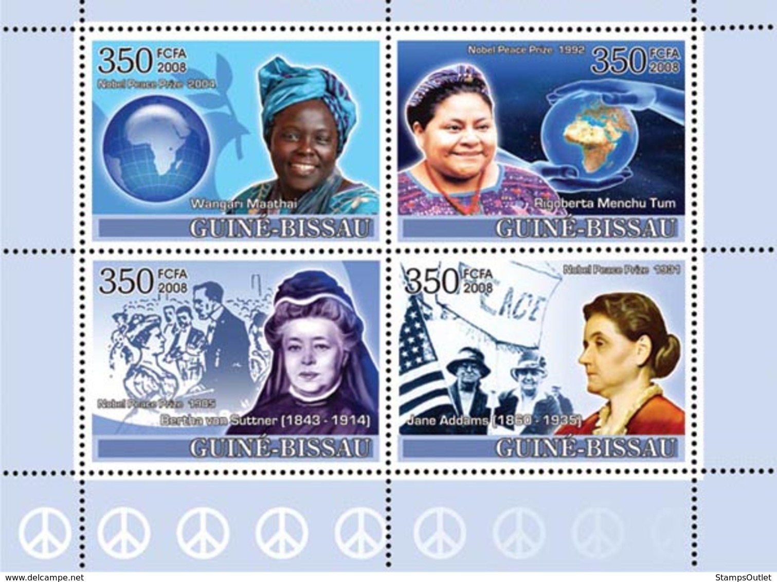 Guinea - Bissau 2008 - Ladies Heroes Of Peace I - Nobel Prize Winners 4v Y&T 2494-2497, Michel 3692-3695 - Guinée-Bissau