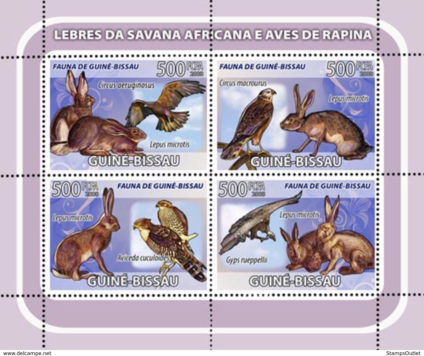 Guinea - Bissau 2008 - African Savannah Rabbits, Birds Of Prey 4v Y&T 2542-2545, Michel 3796-3799 - Guinée-Bissau