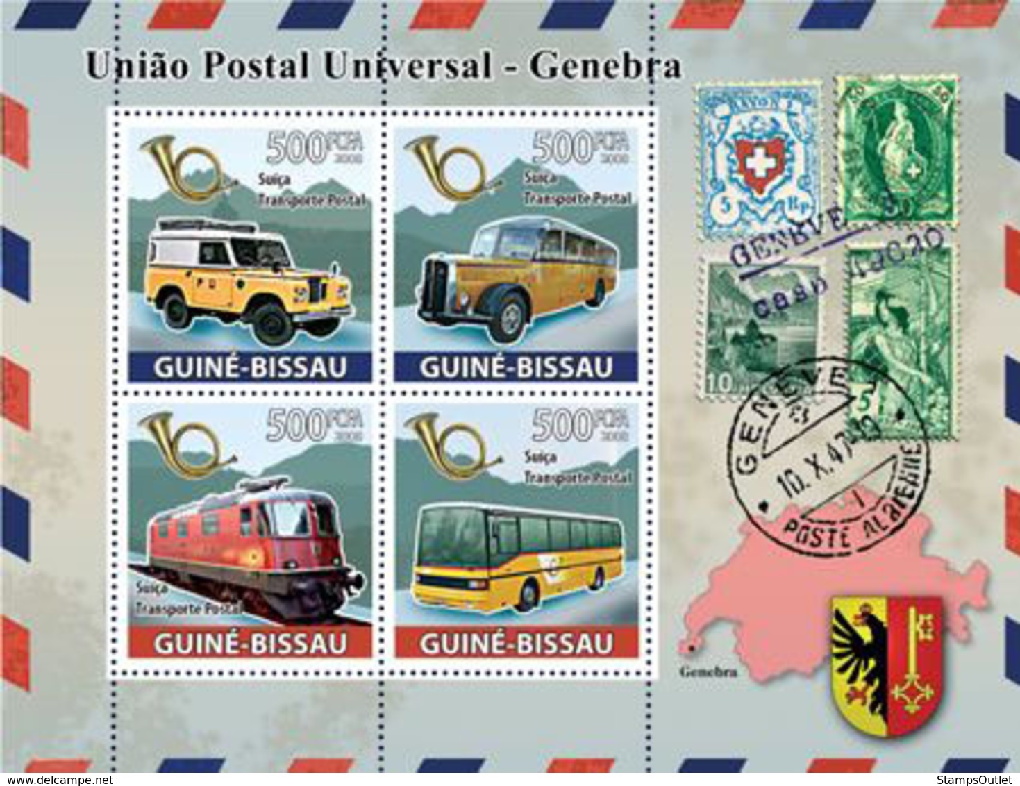 Guinea - Bissau 2008 - UPU, Transports Of Post (car, Train) 4v Y&T 2638-2641, Michel 3879-3882 - Guinea-Bissau