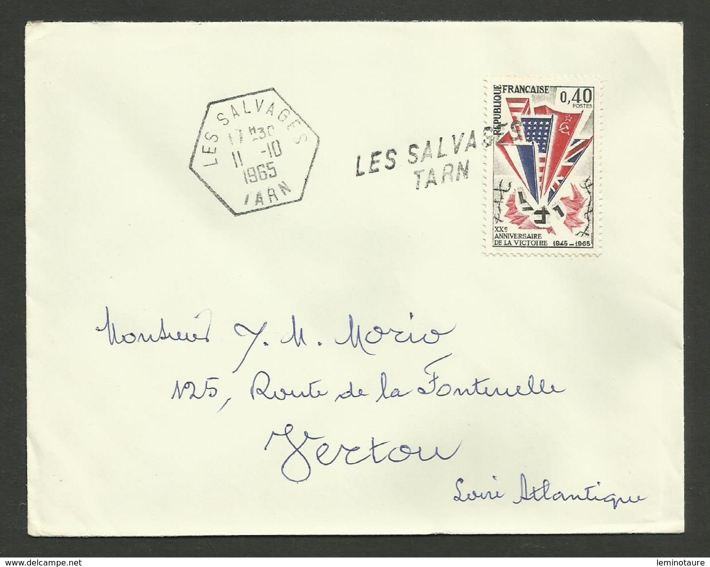 TARN / Griffe & Cachet Recette Auxilliaire Rurale LES SALVAGES / Enveloppe 1965 - Cachets Manuels