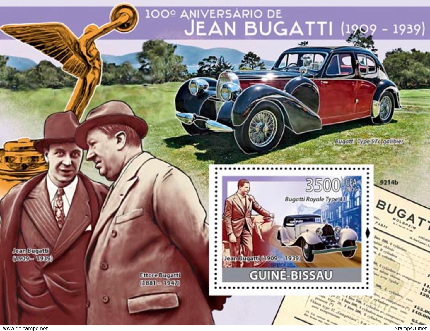 Guinea - Bissau 2009 - Jean Bugatti (1909-1939), Cars S/s Y&T 444, Michel 4172/BL691 - Guinea-Bissau