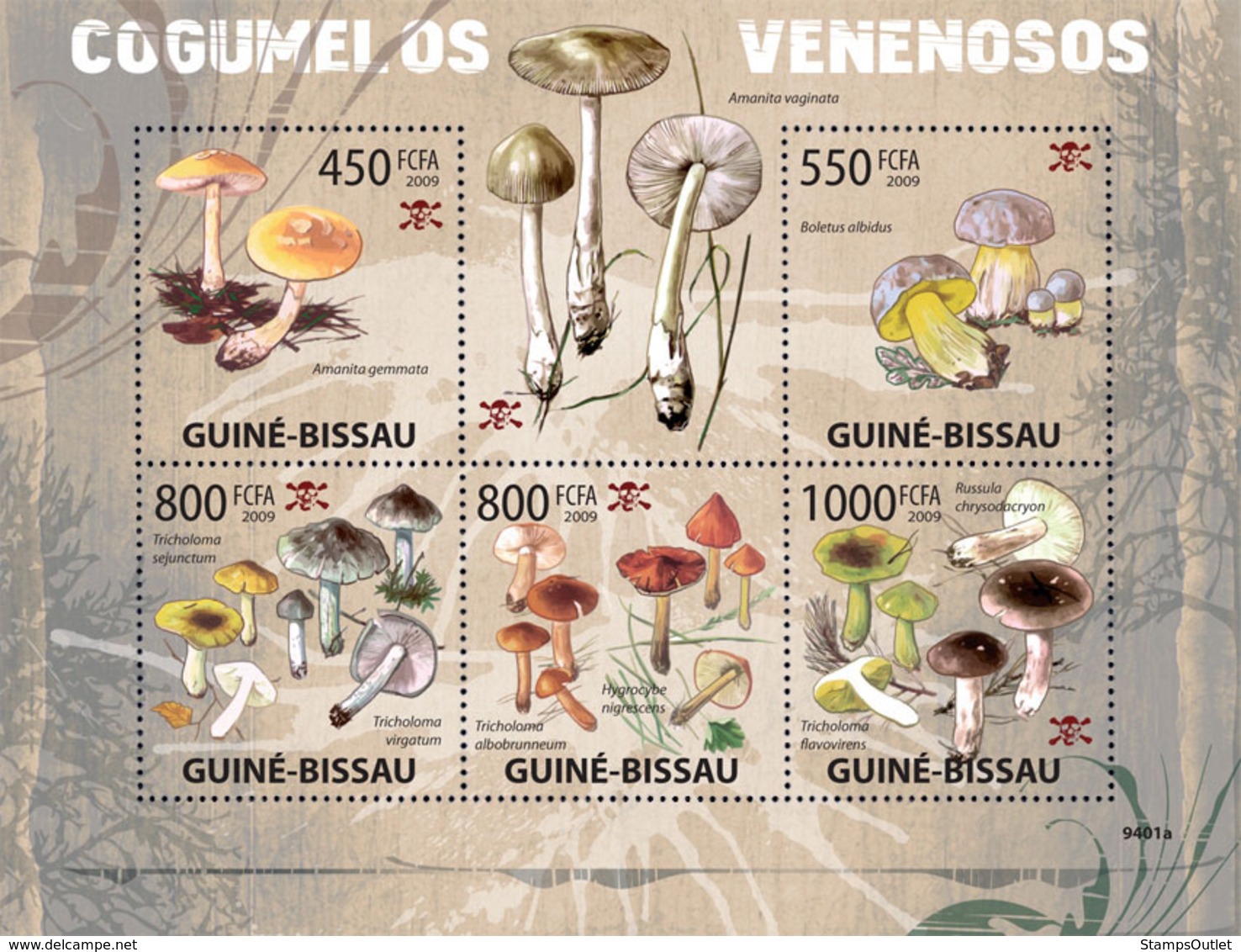 Guinea - Bissau 2009 - Poison Mushrooms 5v Y&T 2976-2980, Michel 4297-4301 - Guinea-Bissau