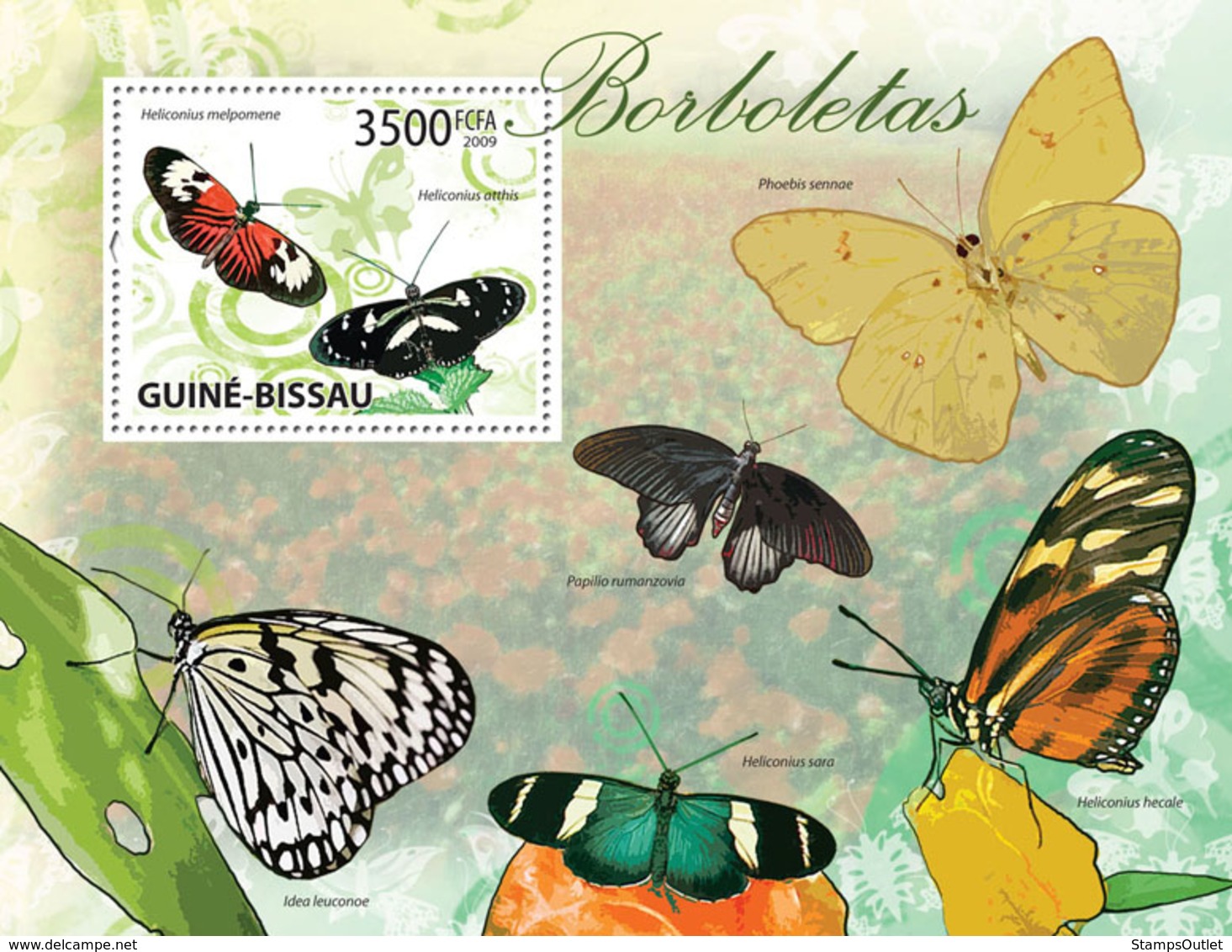 Guinea - Bissau 2009 - Butterflies S/s Y&T 482, Michel 4508/BL735 - Guinea-Bissau