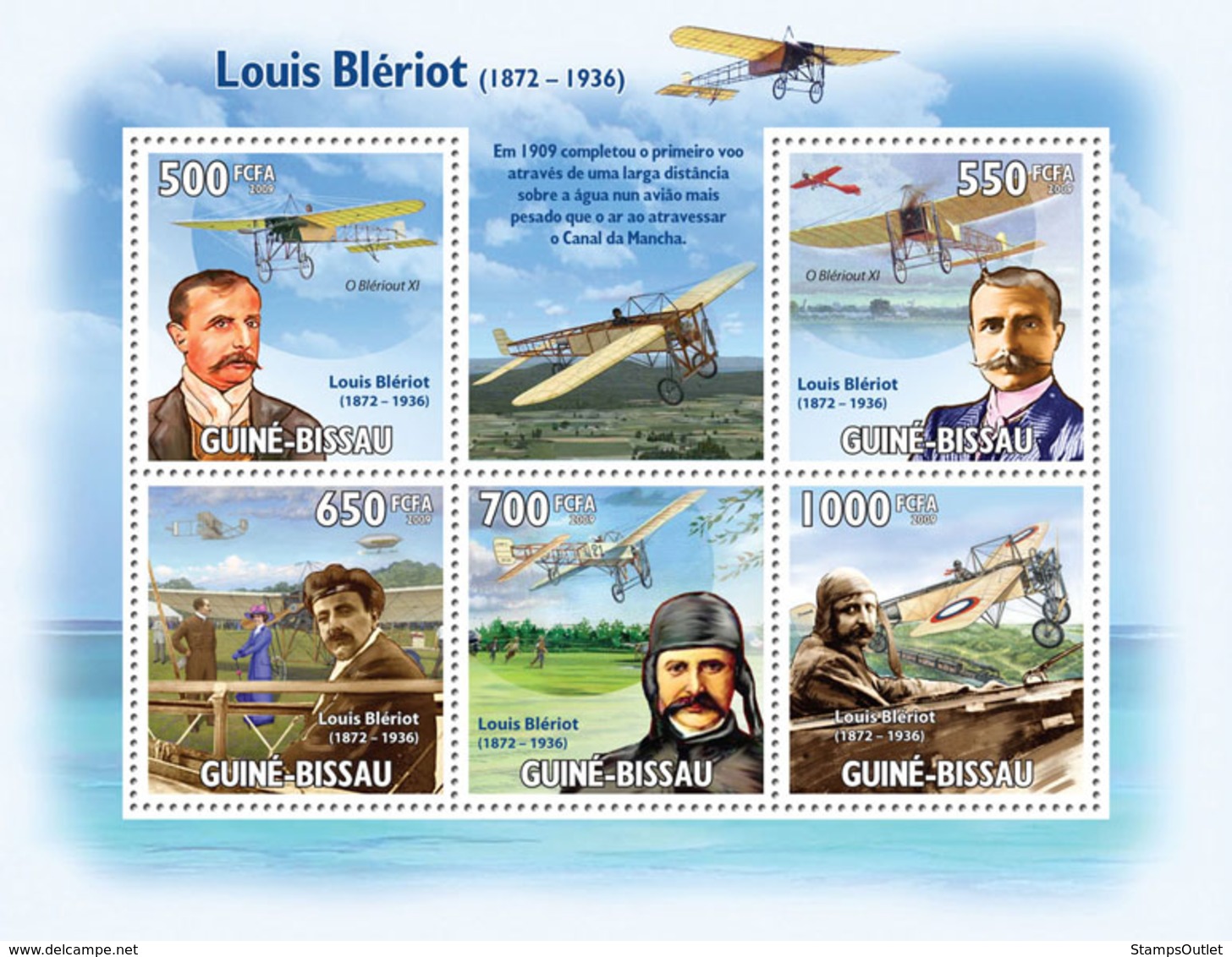 Guinea - Bissau 2009 - Luis Bleriot (1872-1936) & Planes 5v Y&T 3134-3138, Michel 4509-4513 - Guinea-Bissau