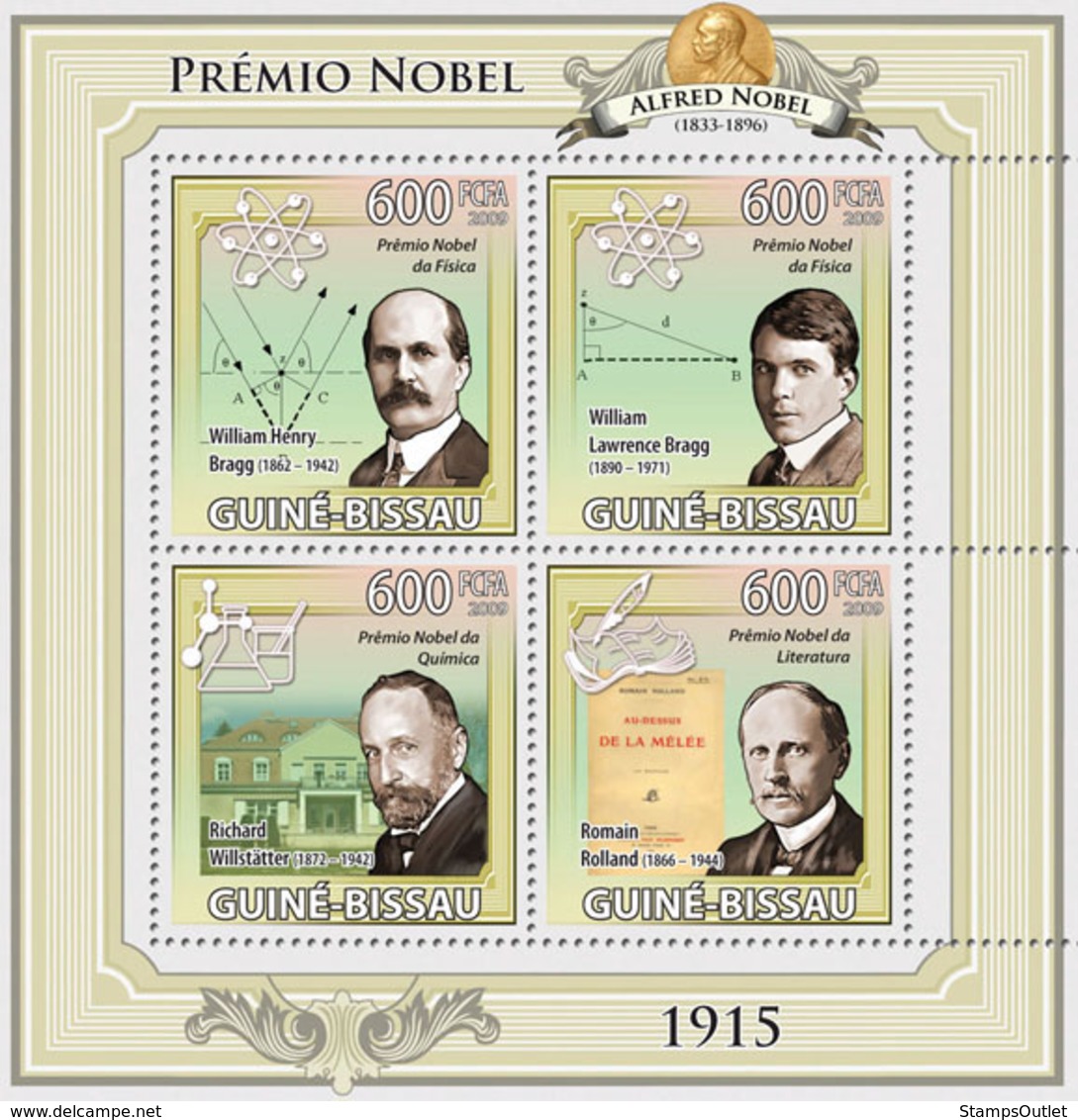 Guinea - Bissau 2009 - Nobel Prize 1915 4v Y&T 3197-3200, Michel 4541-4544 - Guinea-Bissau