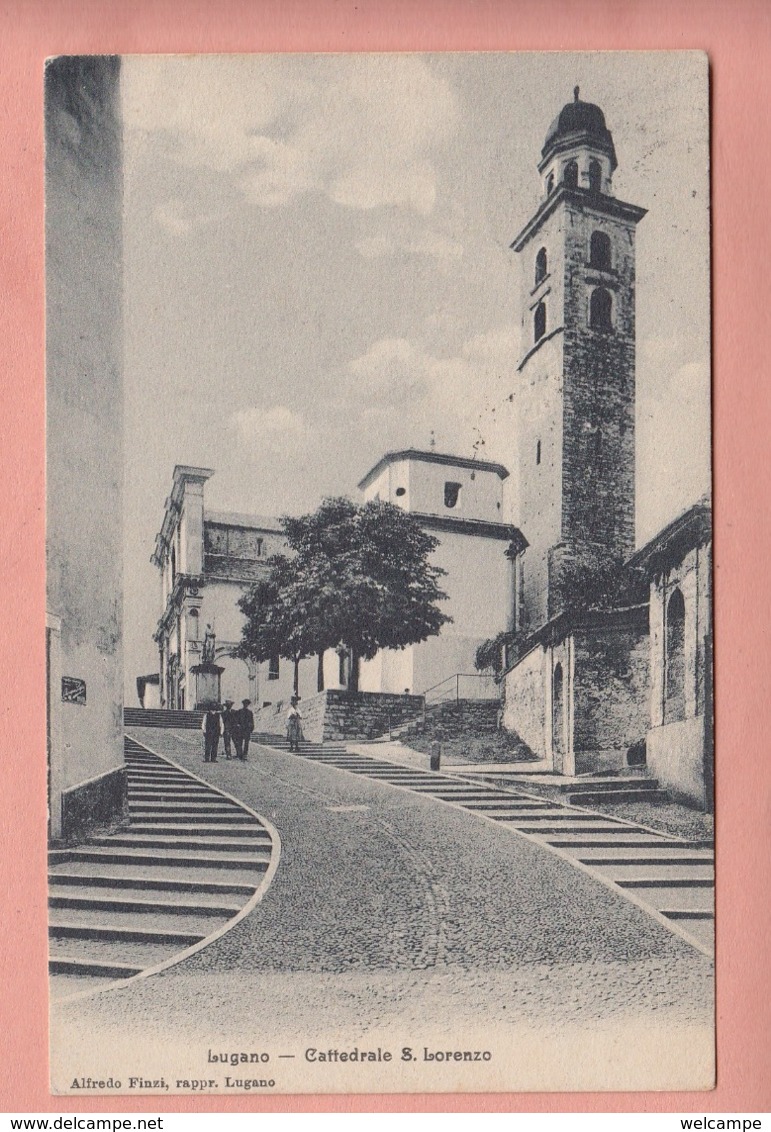 OUDE  POSTKAART ZWITSERLAND - SCHWEIZ - SUISSE -     LUGANO - S. LORENZO KERK - Lugano