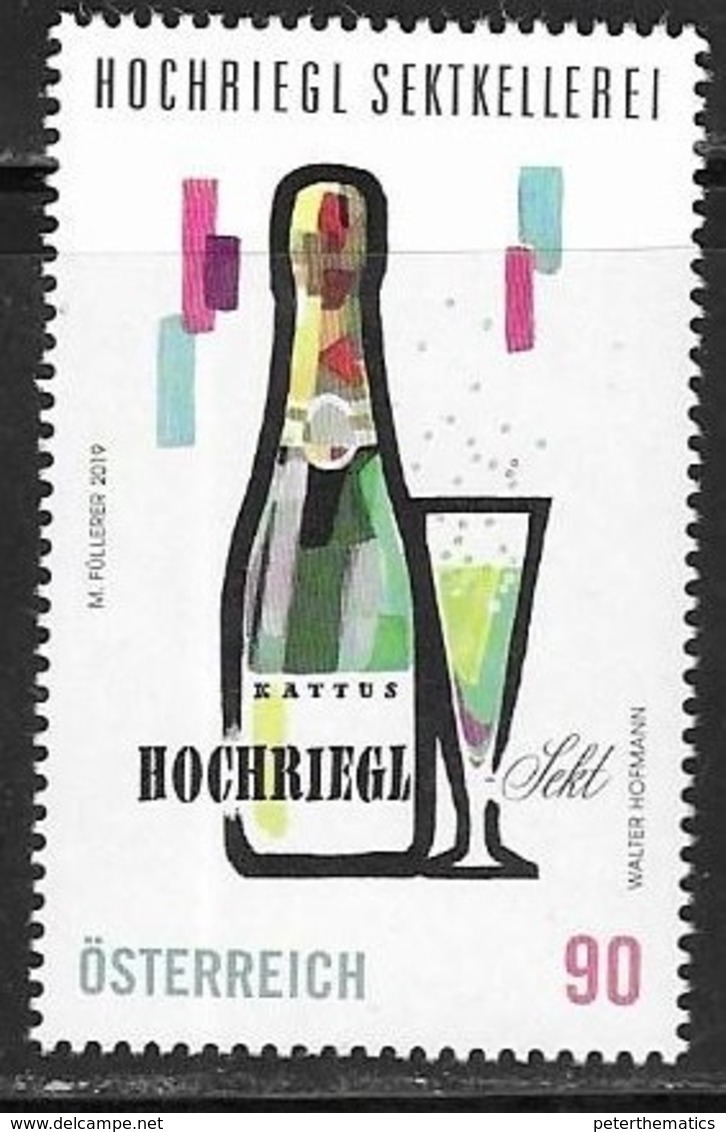 AUSTRIA, 2019, MNH, HOCHRIEGEL SEKTKELLEREI, SPARKLING WINE, 1v - Wines & Alcohols