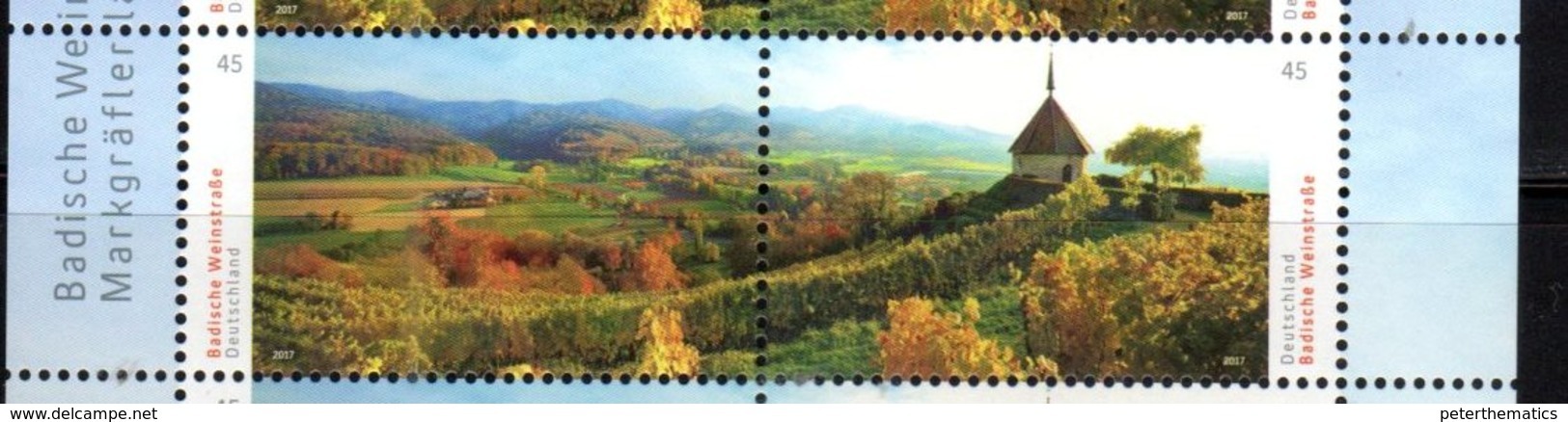 GERMANY, 2017, MNH, BEAUTIFUL GERMANY,WINE COUNTRY, VINES,  VIEWS,2v - Geography