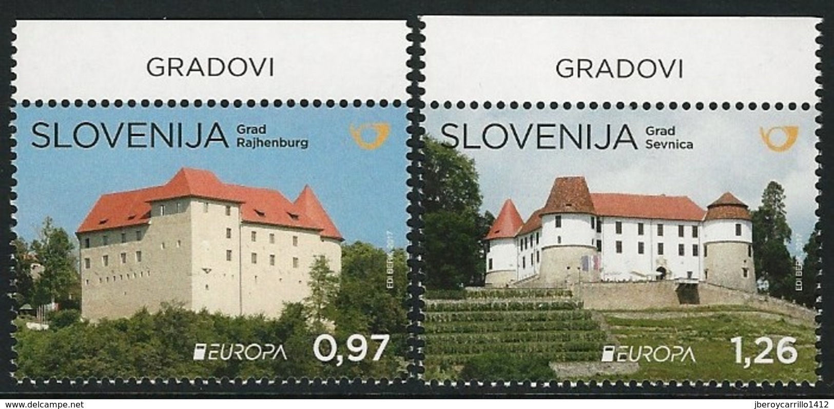 ESLOVENIA/ SLOVENIA/ SLOWENIEN -EUROPA 2017- "CASTILLOS - CASTLES - SCHLÖSSER".- SERIE De 2 V. - 2017