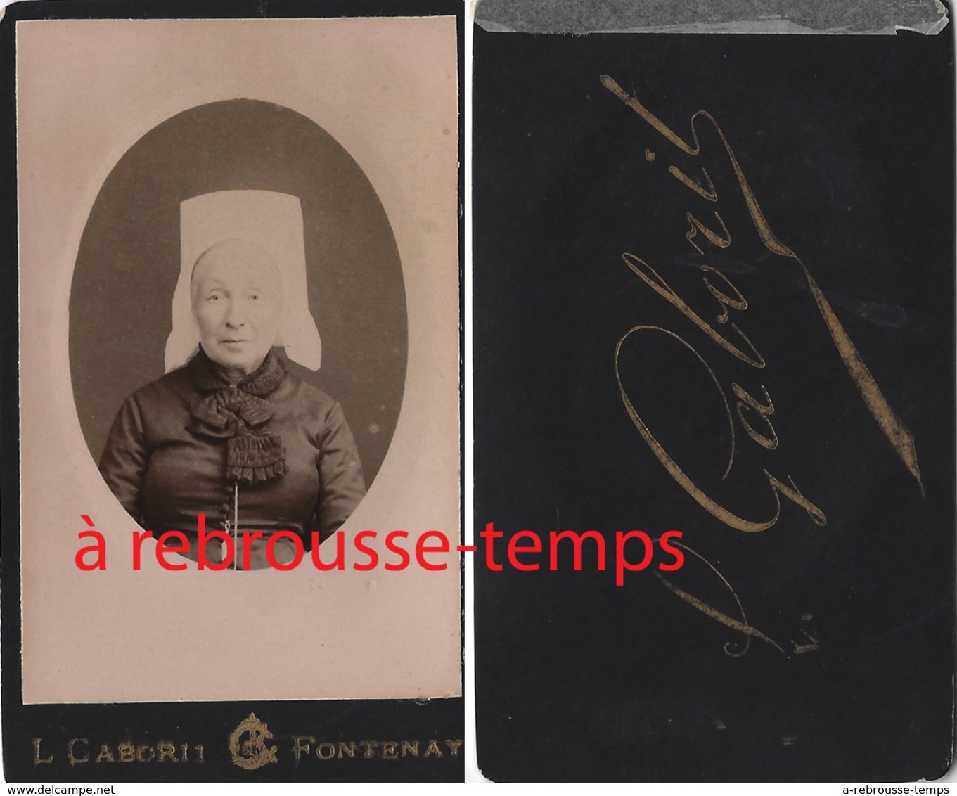 CDV Vers 1880--vendée- Femme En Costume Traditionnel Et Coiffe Photo Gaborit à Fontenay - Anciennes (Av. 1900)