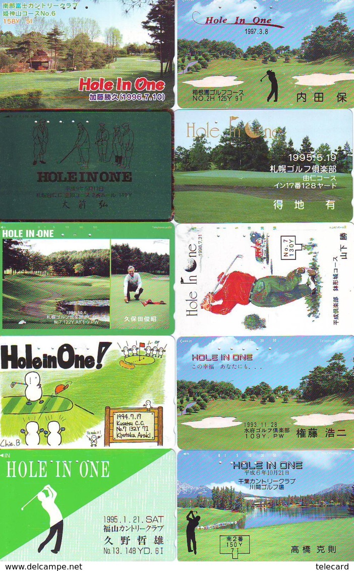 10 Télécartes - Prepaid Différentes  JAPON * SPORT * GOLF (LOT A-31) JAPAN 10 DIFFERENT PHONECARDS * 10 VERSCHIEDENE TK - Sport