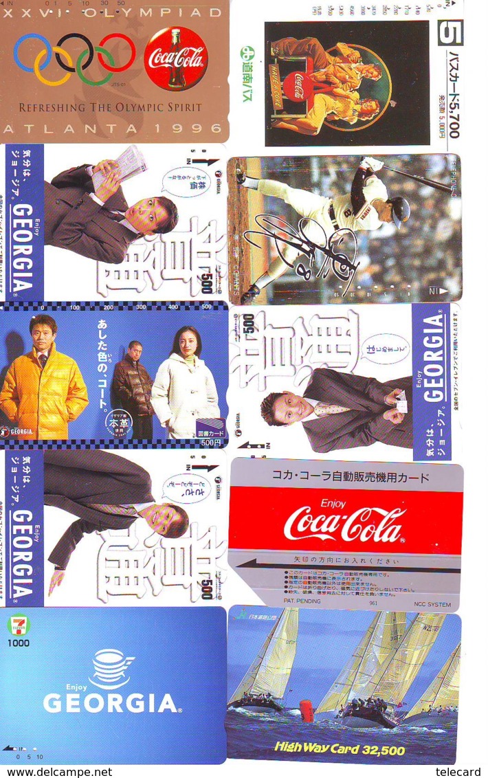 10 Télécartes - Prepaid Différentes  JAPON * COCA COLA (LOT A-32) JAPAN 10 DIFFERENT PHONECARDS * 10 VERSCHIEDENE TK - Alimentation