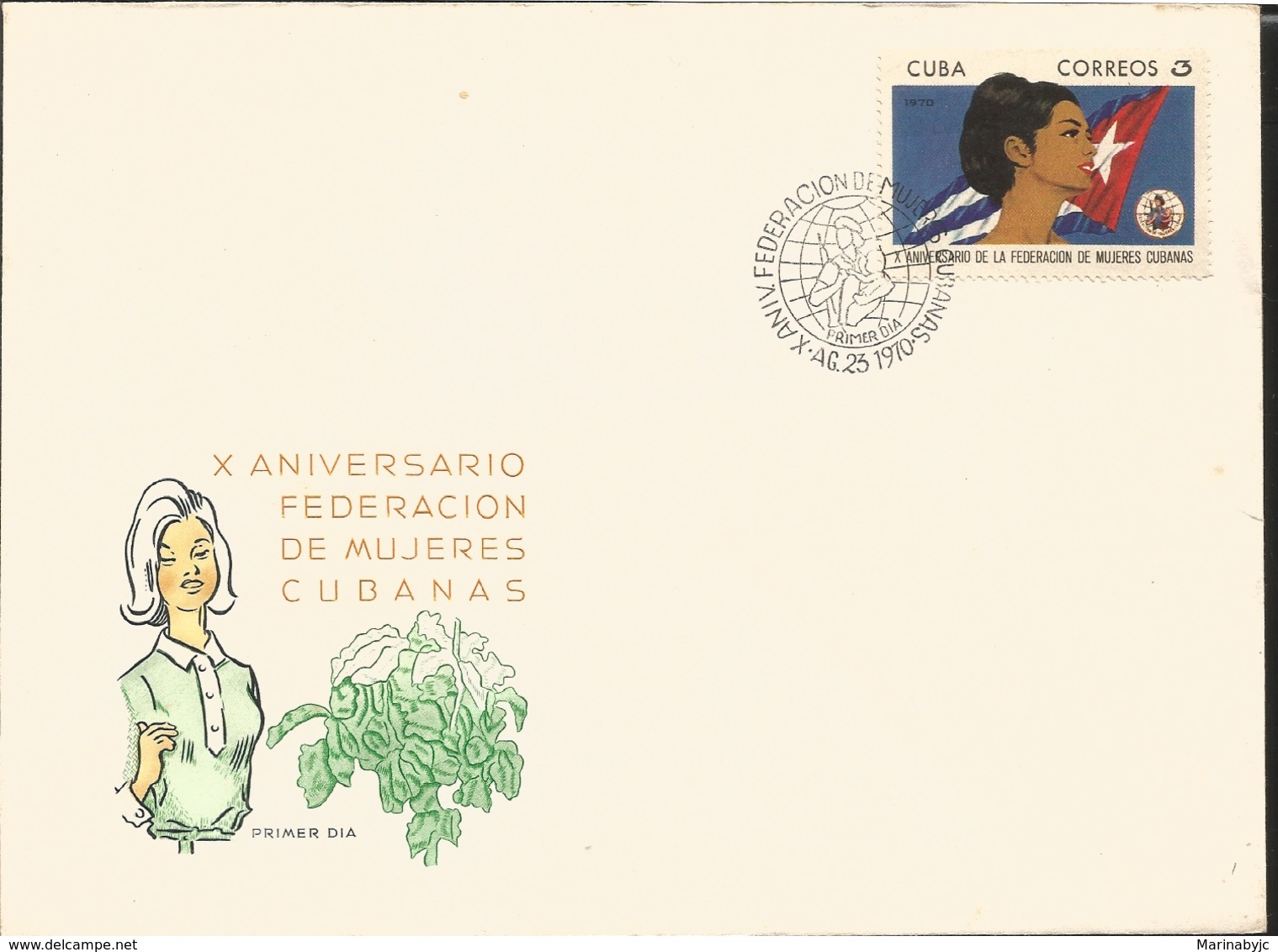 V) 1970 CARIBBEAN, 10TH ANNIVIVERSARY, WOMEN’S FEDERATION, FMC, WITH SLOGAN CANCELATION IN BLACK, FDC - Cartas & Documentos