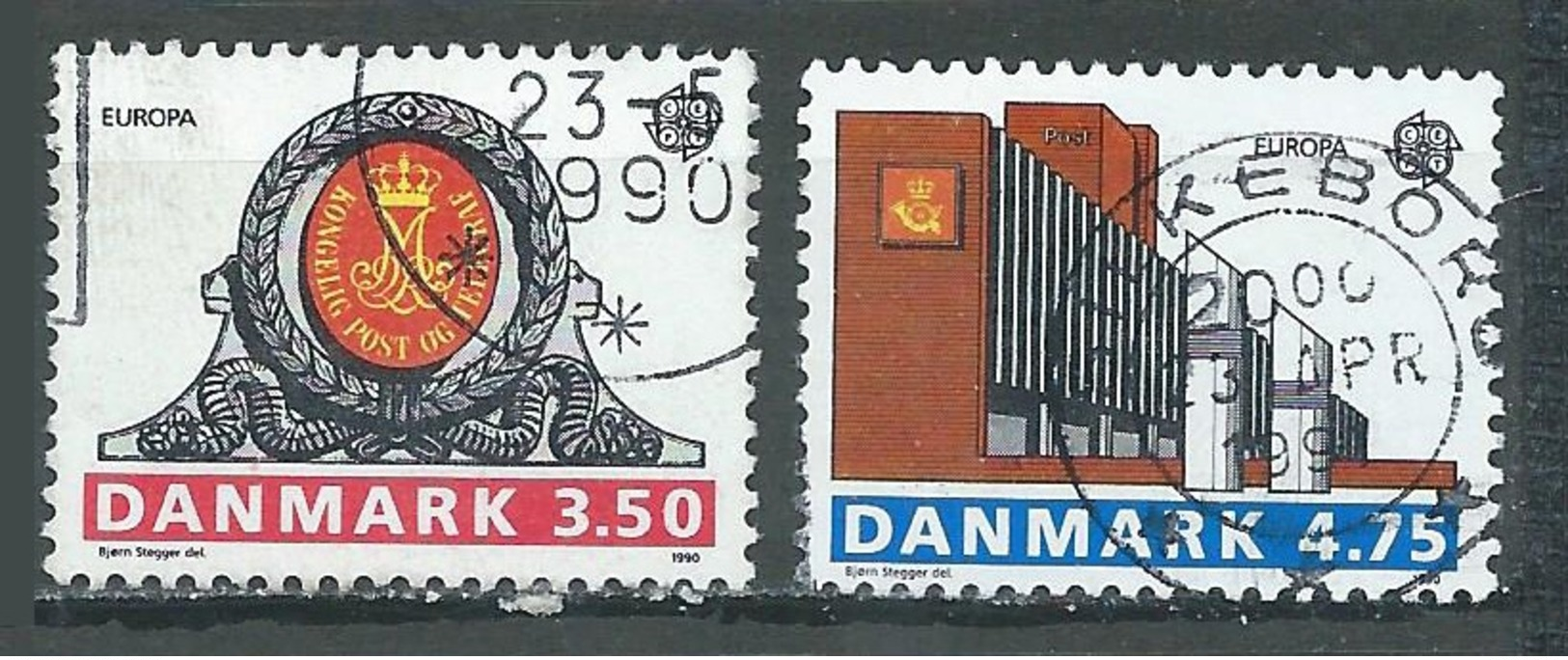 Danemark YT N°978/979 Europa 1990 Batiments Postaux Oblitéré ° - 1990