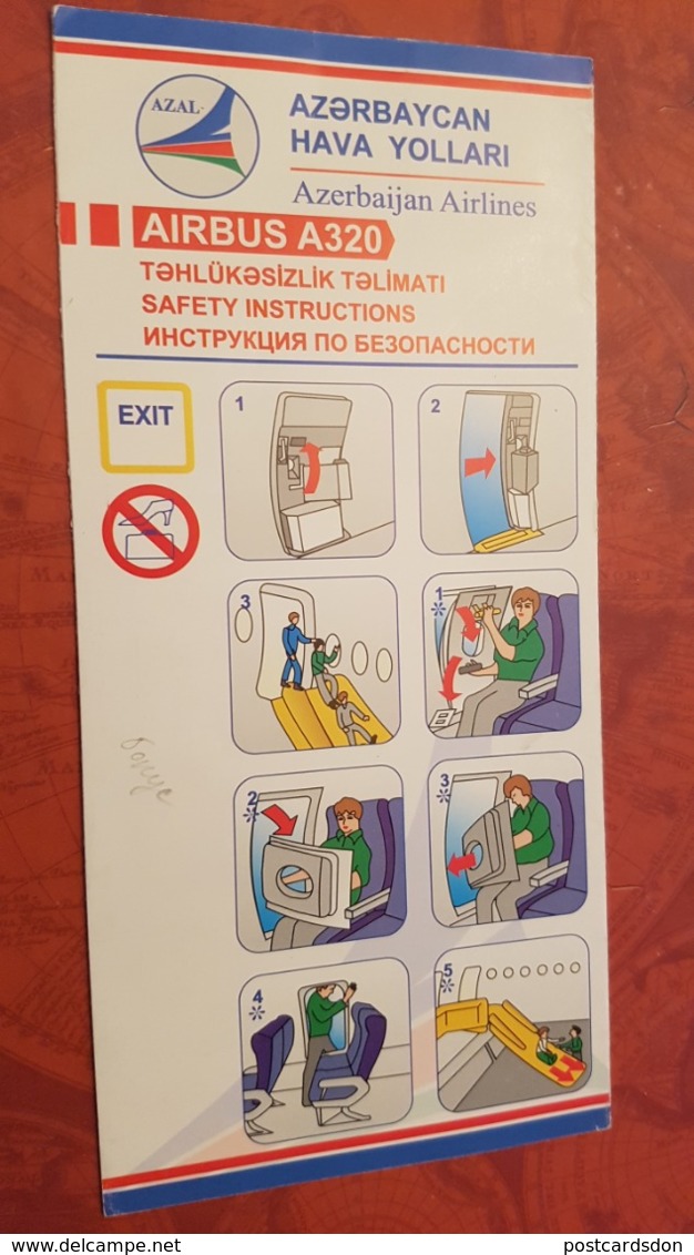 AZERBAIJAN AIRLINES - Avion / Airplane / WIND JET / Consignes De Sécurité / Safety Card / Airbus A320 - Safety Cards