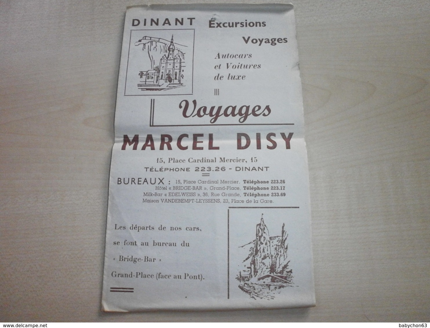 Ancien Dépliant Voyages MARCEL DISY DINANT - Sports & Tourisme
