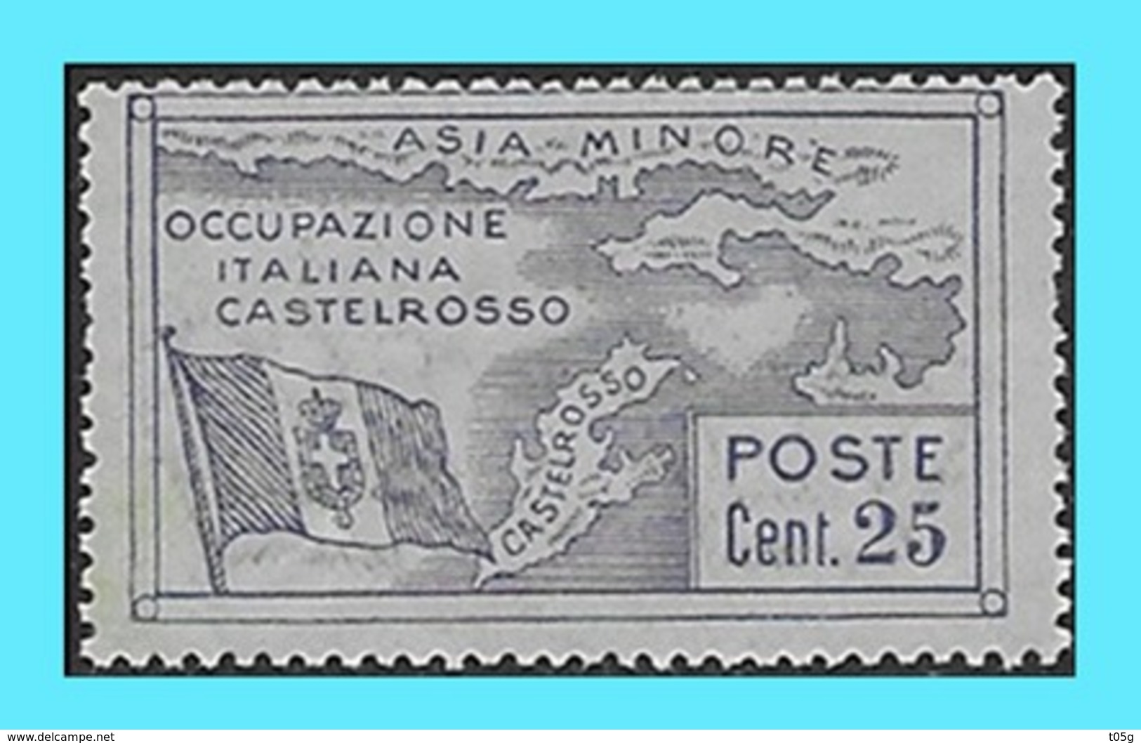 CASTELLORIZO- GREECE- GRECE - HELLAS- ITALY 1923: 25c Blue Italian Post Office - From Set MNH** - Dodekanisos