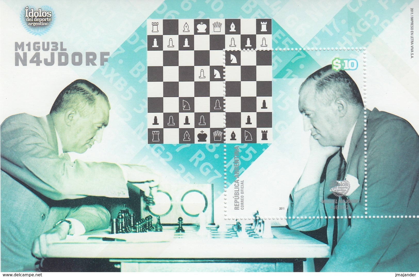 Argentina 2011 - Argentine Sports Idols: Chess - Miniature Sheet MNH ** - Blocks & Sheetlets