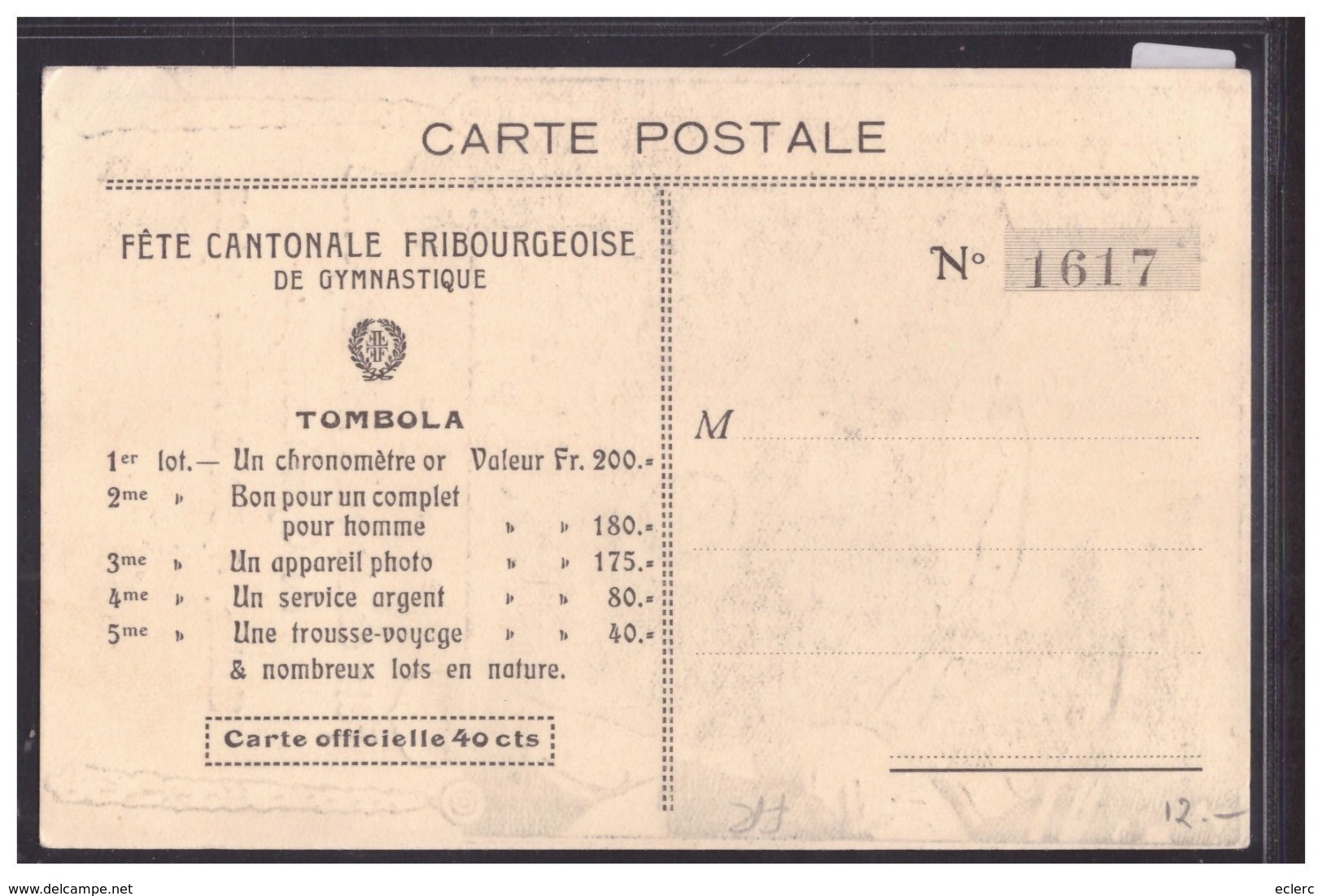 BULLE - FETE CANTONALE DE GYMNASTIQUE 1923 - TB - Bulle