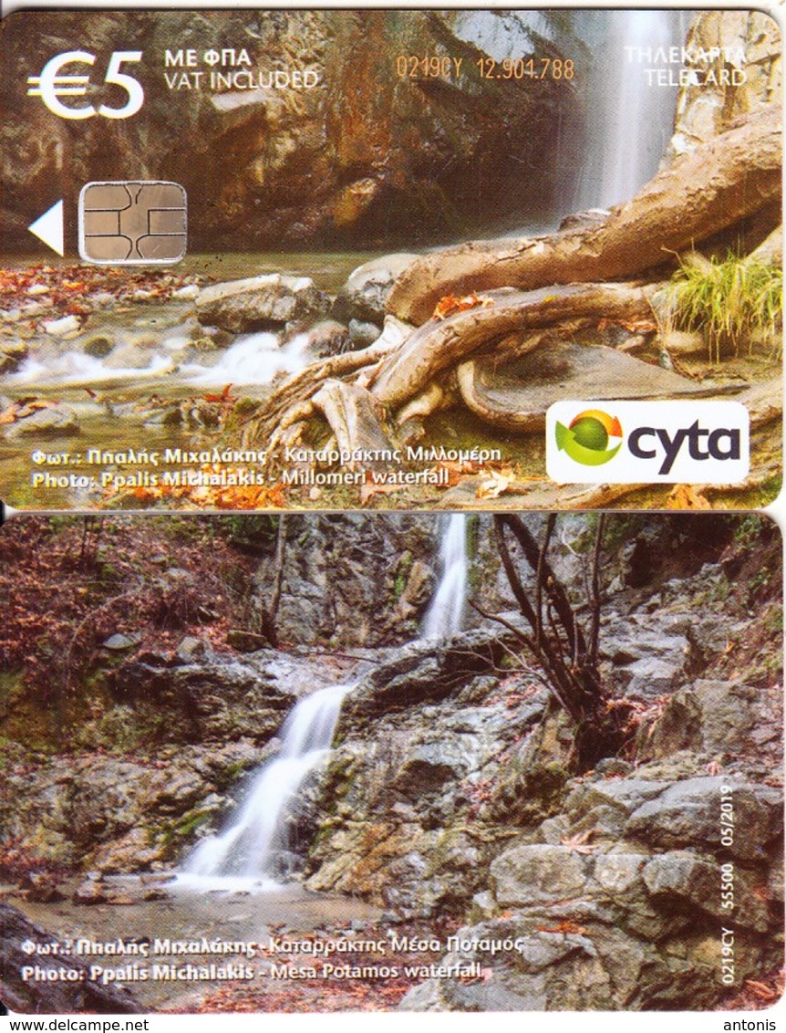 CYPRUS - Millomeri Waterfall/Mesa Potamos Waterfall(0219CY), Tirage 55500, 05/19, Used - Cyprus