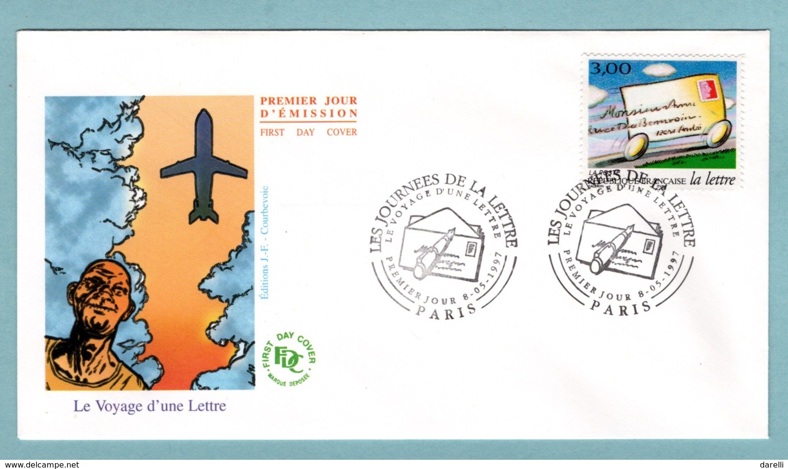 FDC France 1997 - Les Journées De La Lettre -  Le Voyage D'une Lettre - YT 3062 - Paris - 1990-1999