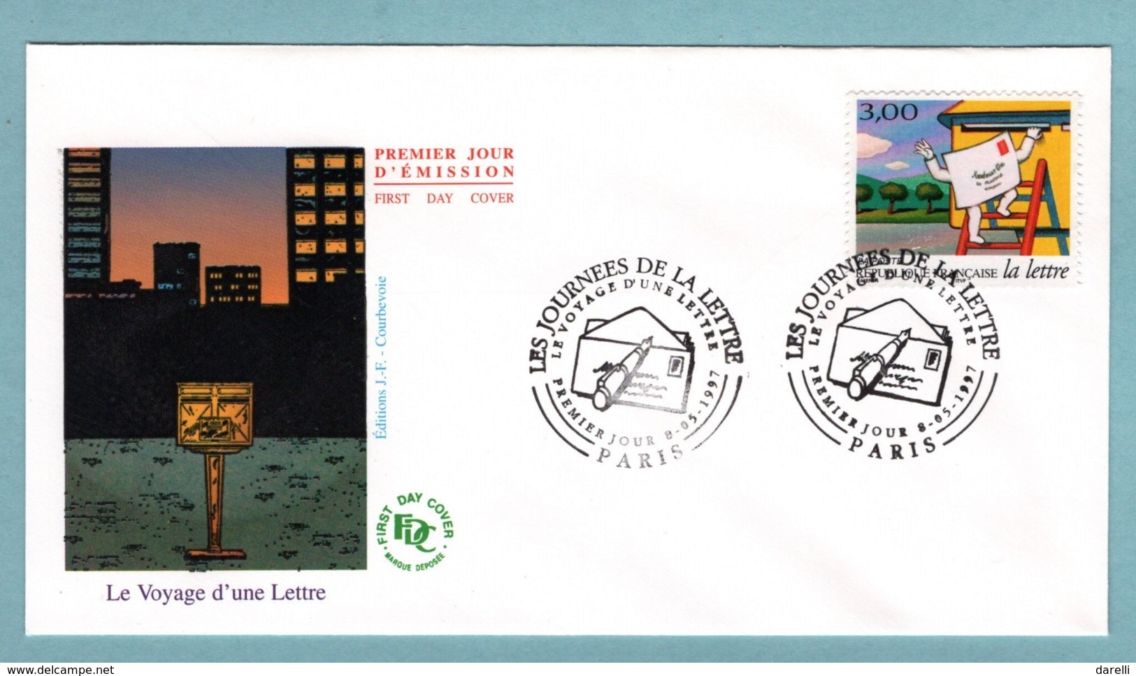 FDC France 1997 - Les Journées De La Lettre -  Le Voyage D'une Lettre - YT 3061 - Paris - 1990-1999