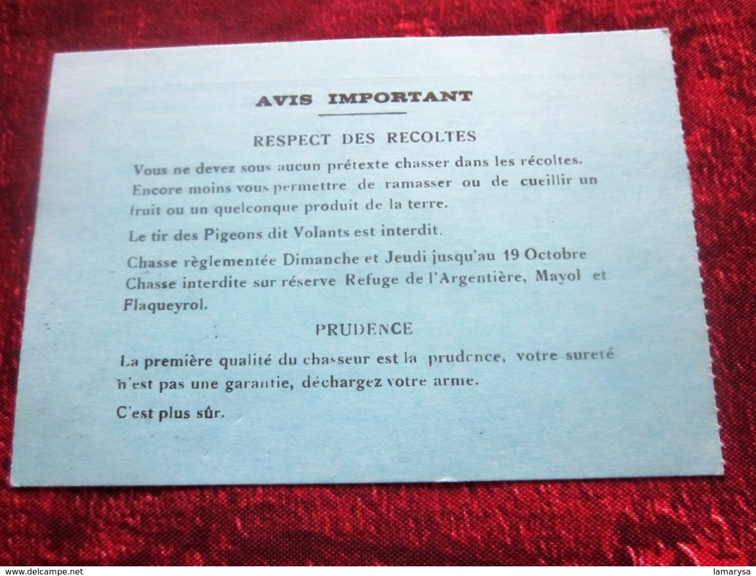 LA FRATERNELLE 84 VIENS- GIGNAC VAUCLUSE ASSOCIATION COMMUNALE DE CHASSE-CARTE ADHÉRENT 1986 / 87-GIBIER -FAISAN-BÉCASSE - Autres & Non Classés