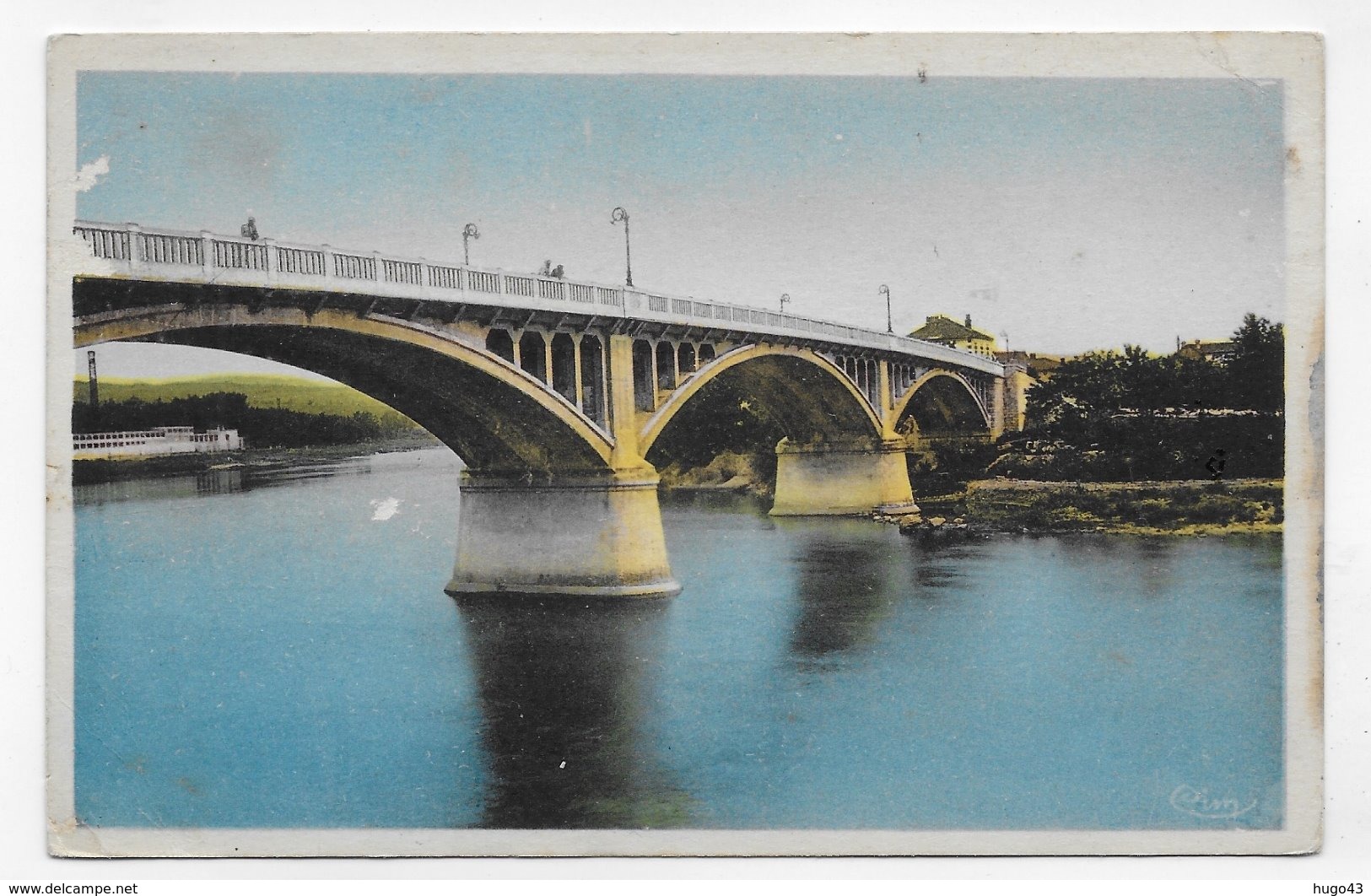 (RECTO / VERSO) SAINT JUST SUR LOIRE EN 1948 - LE PONT - FORMAT CPA VOYAGEE - Saint Just Saint Rambert