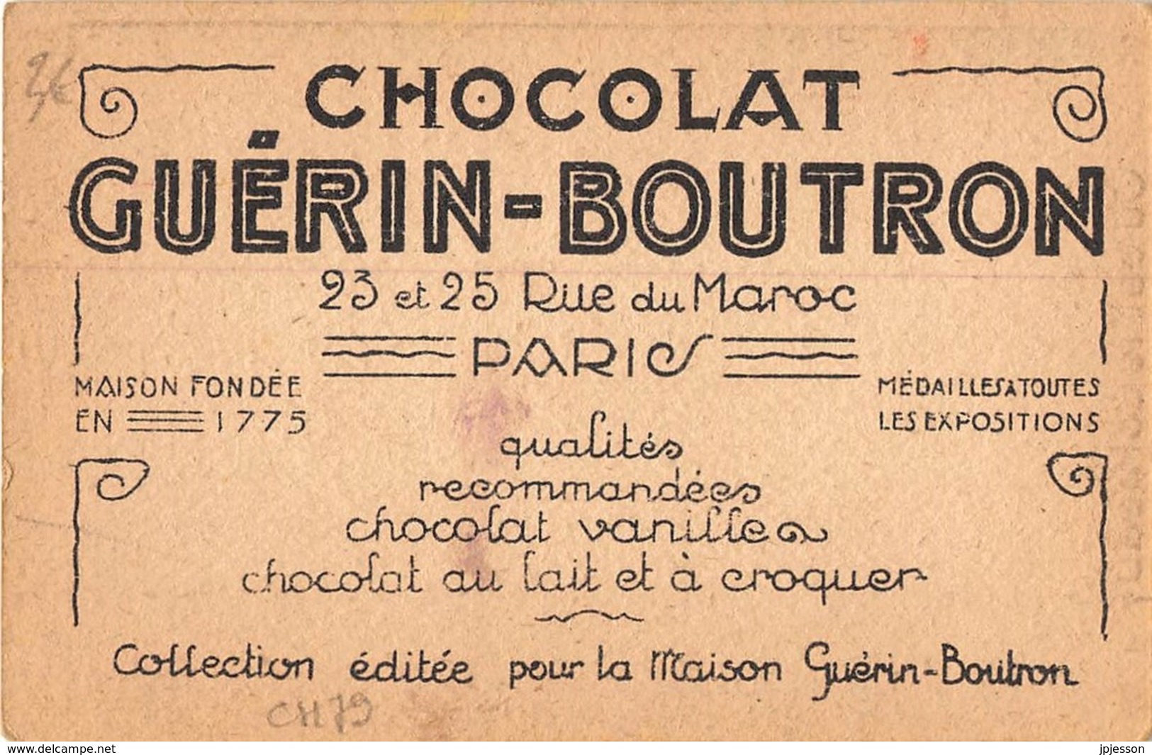 CHROMO - CHOCOLAT GUERIN BOUTRON - FABLES DE LA FONTAINE - DEVINETTE - LE CORBEAU ET LE RENARD - Guerin Boutron