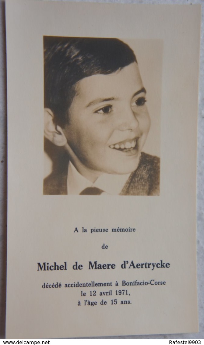 Image Mortuaire Doodsprentjes De MAERE D'AERTRYCKE Michel 1957-61 Bonifacio Accident Torhout ? Wynendaele ? - Décès