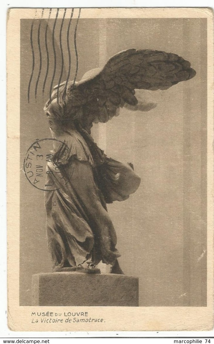 SAMOTHRACE 30C+5C SEMEUSE MEC PARIS RP DEPART 21.X.1937 CARTE  POUR USA - 1921-1960: Modern Period