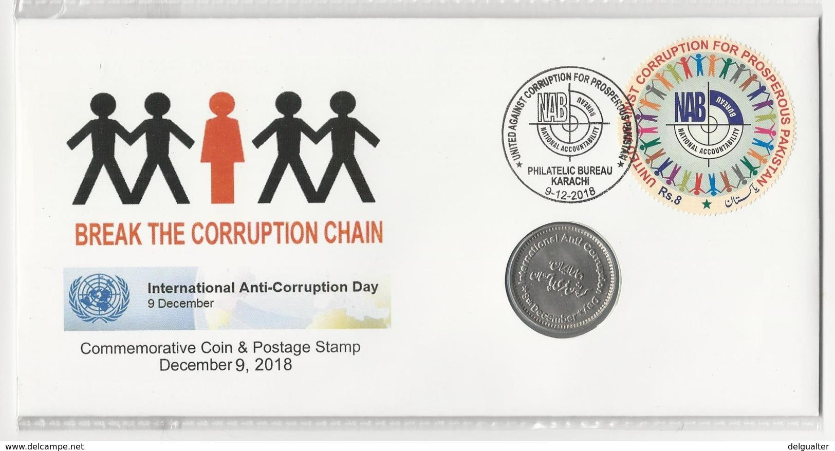 Pakistan Cover With Coin And Stamp NAB - Pakistán