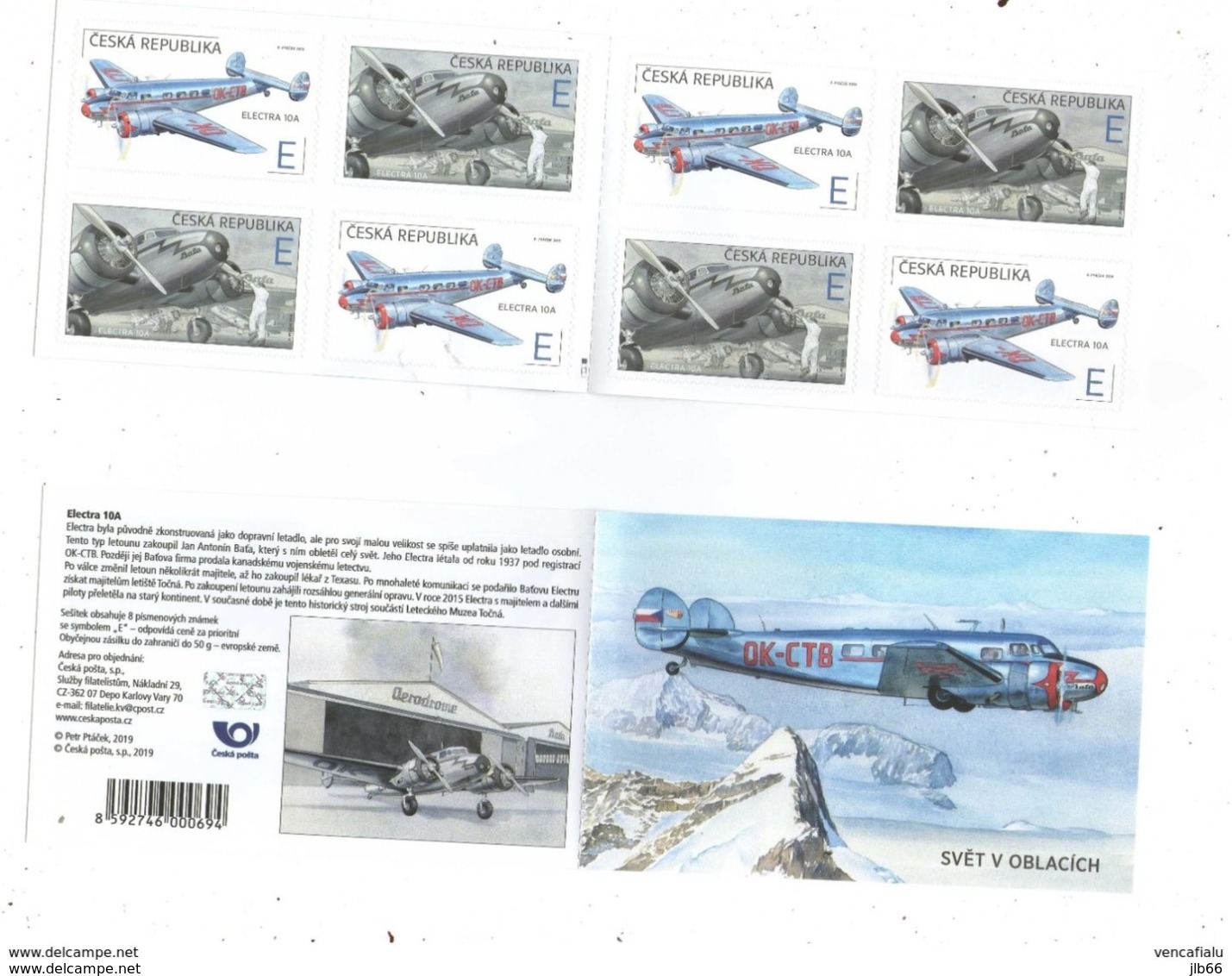 2019 : Carnet Yvert C 923/924 Avion Electra 10A (1937) De Jan Bata / Booklet Airplane - Unused Stamps