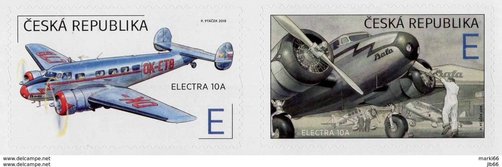 2019 : Paire Horizontale  Avion Electra 10A (1937) De Jan Bata Au Dcollage Et Dans Les Nuages /  Airplane - Unused Stamps