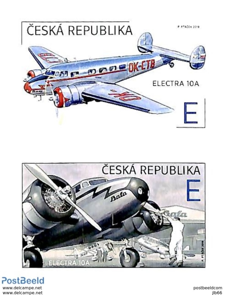 2019 : Paire Verticale  Avion Electra 10A (1937) De Jan Bata Au Décollage Et Dans Les Nuages /  Airplane - Neufs